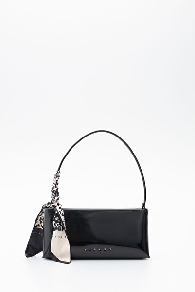 Sisley حقيبة يد نسائية من الجلد اللامع باللون الأسود SLY345