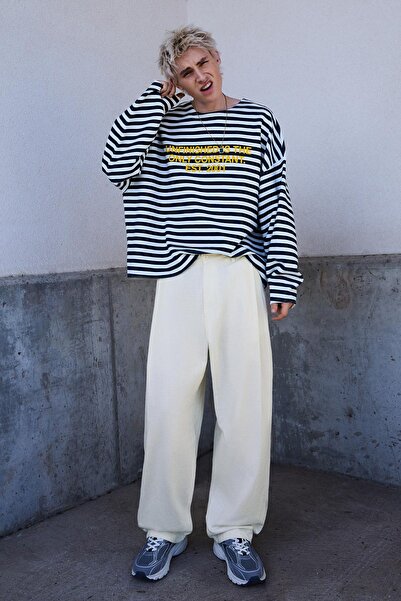 Bershka Keten karışımlı süper baggy fit pantolon