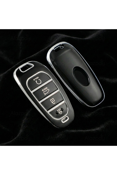 Alazpay Za Hyundai Tucson Santa Fe Silver Edge TPU maska za ključ (crna)