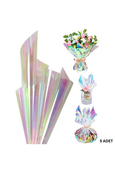 roco paper Iridescent Gelatin Wrapping Paper, 57X57Cm, Rainbow Effect Flower ...