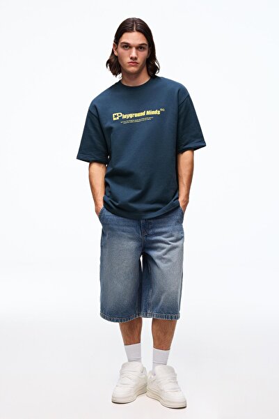 Bershka Kısa kollu polar baskılı tişört