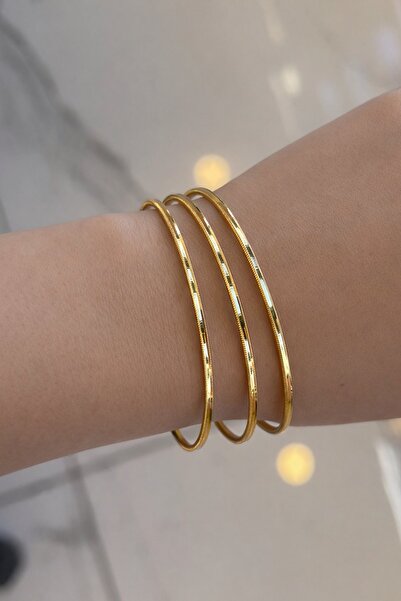 TAKIŞTIR Altın Renk 3'lü Çelik Ajda Bilezik