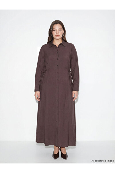 LC Waikiki Φόρεμα-πουκάμισο με δέσιμο στη μέση από μείγμα μοντάλ υφασμάτων