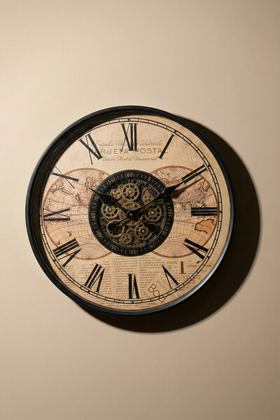 Perotti Waller v2 Çarklı Duvar Saati 60 Cm Kensington Station Model Dönen Mek...