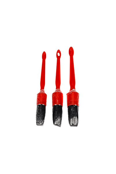 NEWMİX Set of 3 Red Auto Detailing Brushes