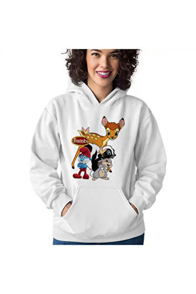 OEM Women's Sweatshirt Bambi Papa Smurf Flower Thumper Skunk Forest