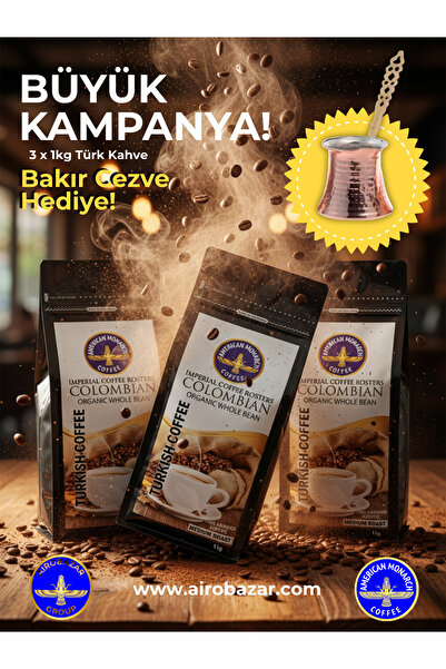 AiroBazar 100% Arabica Medium Roasted Ground Turkish Coffee 3 X 1kg