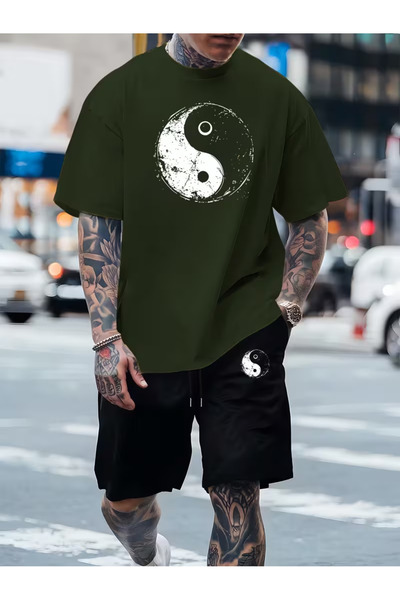 bellanova Set de tricouri și pantaloni scurți supradimensionați cu imprimeu p...