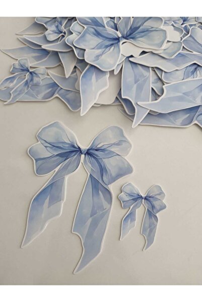 ETİKETİM Fiyonk Desenli Kolonya Şişesi Kartı Mavi - 15 ADET / Hediyelik - Doğ...