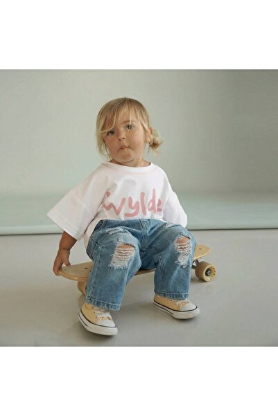 connemara Girl's Printed T-Shirt and Ripped Detailed Jeans Set - Comfortable ...