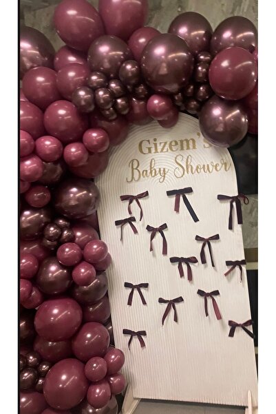 Çemrek Süs Parti Burgundy Balloon Chain Set with 100 Bows