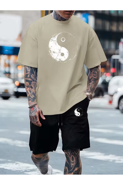 bellanova Set de tricouri și pantaloni scurți supradimensionați cu imprimeu p...