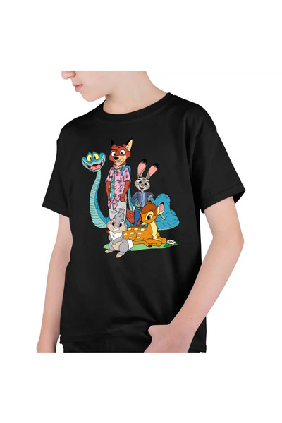 OEM Tricou Copii Baieti Bambi Zootopia Iepuras Sarpe Vulpe