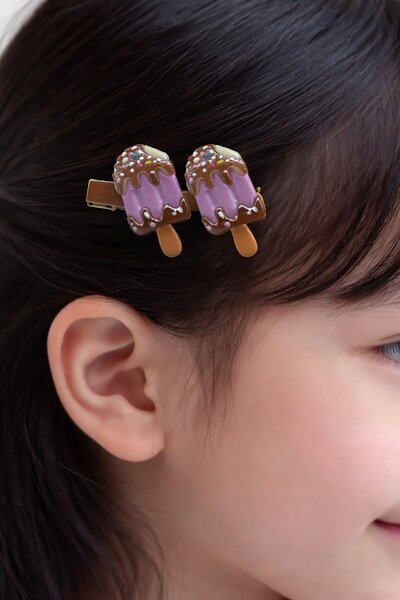 TAKIŞTIR مشبك جانبي على شكل آيس كريم باللون الأرجواني