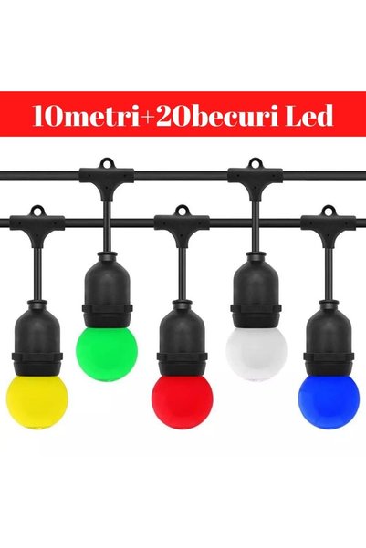 proled Ghirlandă luminoasă, 10 metri cu becuri LED colorate 20 incluse E27, IP44