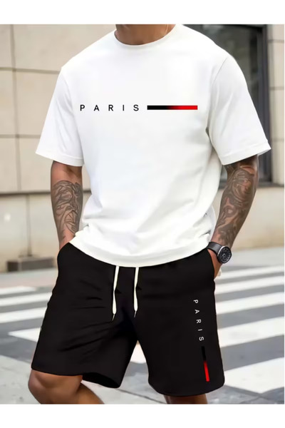 bellanova Set de tricouri și pantaloni scurți supradimensionați cu imprimeu p...