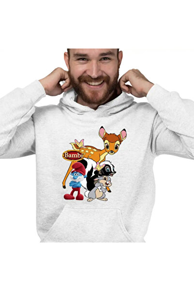 OEM Men's Sweatshirt Bambi Papa Smurf Flower Thumper Skunk Forest