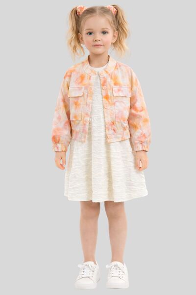 ww waka waka kids store Turuncu Batik Desenli Mevsimlik Ceketli Kız Çocuk Elb...