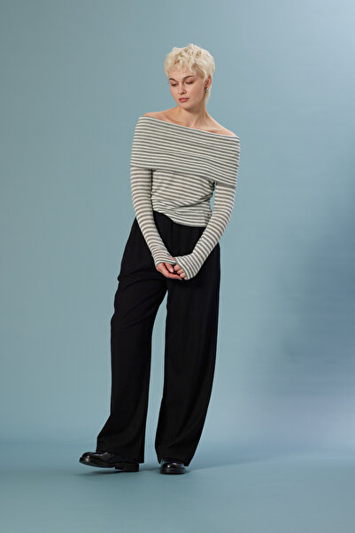 Nisan BLUZĂ TRICOTATĂ CU GULER MADONNA CU DUNGĂTURI