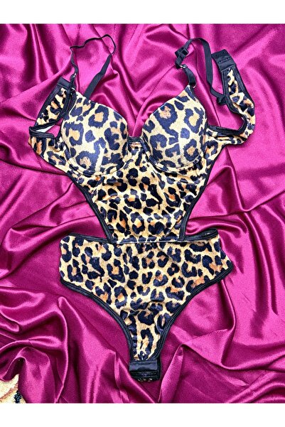 Fee Feminine LEOPAR KADİFE BODYSUİT