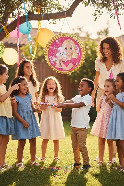 Barbie Temalı Katlanabilir Pinyata Ve Sopası