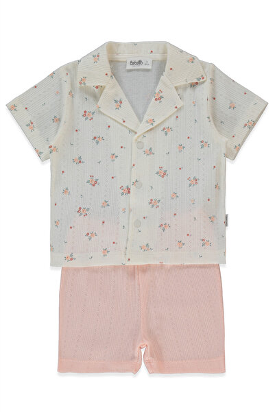 Bebetto طقم بيجامة قصير مزين بالدانتيل مكون من قطعتين (بيجامات سويت/26) وردي