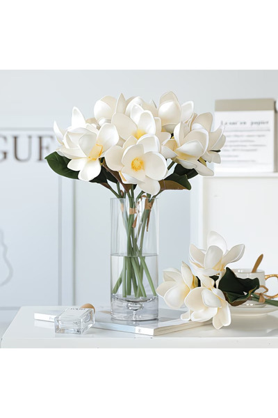 Dekora Çiçek باقة زهور المانوليا للعروس - باقة صناعية، زهرة ياقة السترة - باق...