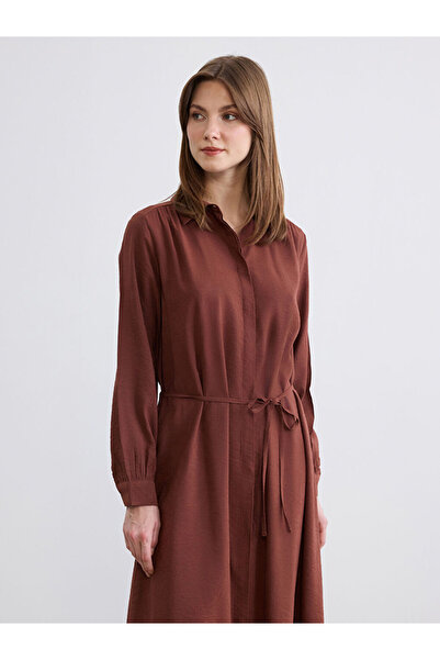 LC Waikiki LCW EVERYDAY Maro cu model Cu curea rochie tip cămașă