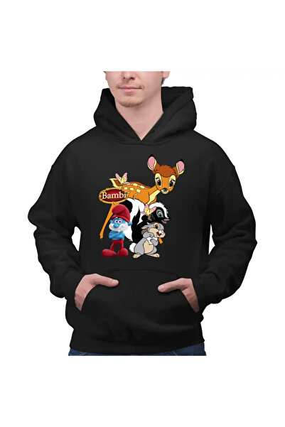 OEM Men's Sweatshirt Bambi Papa Smurf Flower Thumper Skunk Forest
