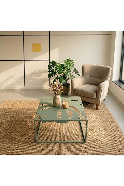 modilab Monstera Yaprak Formlu Metal Orta Sehpa