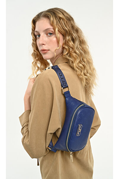 Pierre Cardin Limited Edition Midnight Blue Clip-On Strap Zipper Closure Wome...