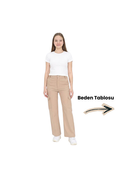 NR NarRengi Girls' Pants High Waist Wide Legs with Command Pockets