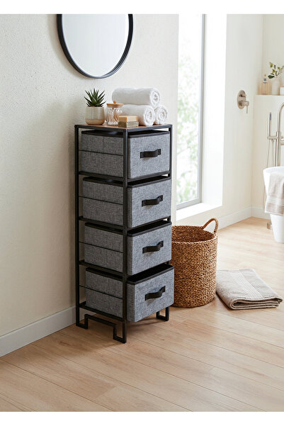 Bye Concept More DEKORATİF ÇOK AMAÇLI DOLAP 4 ÇEKMECELİ KOMODİN AHŞAP RAFLI M...