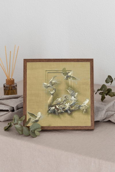 Dekorsiahome Wooden Framed Square Table Tk3507