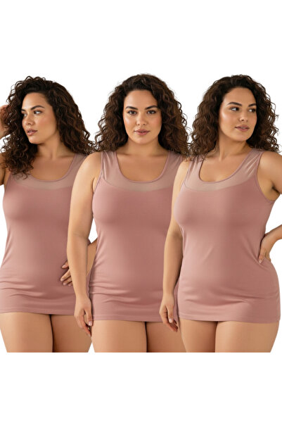 MrrMajestic Women's Tulle Collar T-Shirt, Oversized Size, 3-Piece Pack.