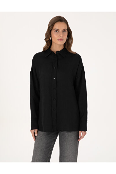 Pierre Cardin Siyah Oversize Uzun Kollu Gömlek 50301078-VR046