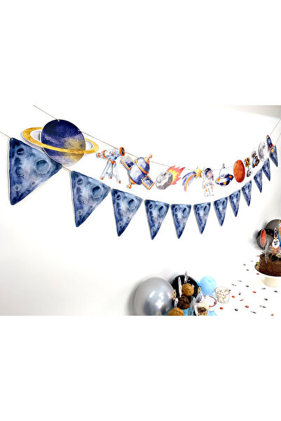 Flu Party مهمة فضائية - راية مثلثة الشكل بتصميم فضائي