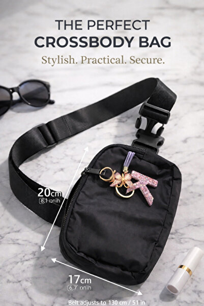 ZPN Women's Black Waist Bag 20x17 cm, Adjustable Belt 130cm, 2 Zippers, Pink ...