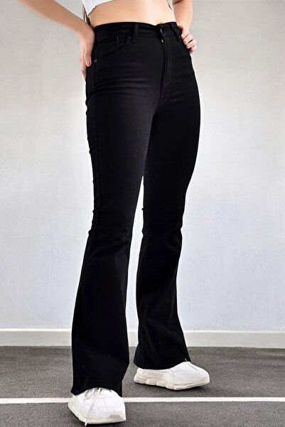 Livik Gnll Детски черни дънки с прав крак и еластична талия