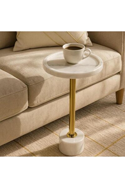 Generic Gold Service Table with Marble Top