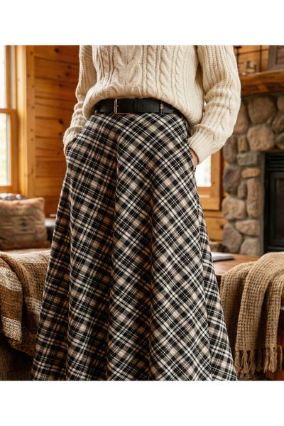 SAYZEN YOUR SHİNE Sayzen Belted Plaid Skirt