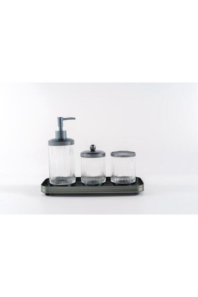 ROY KING CANYON Set de baie cu 4 tăvi, argintiu transparent