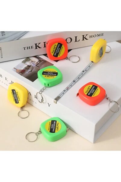 FASHION Taşınabilir Mini Metre Anahtarlık 1 Metre 3FT Şerit Ölçüm Bandı Cep Tipi (3 Adet)