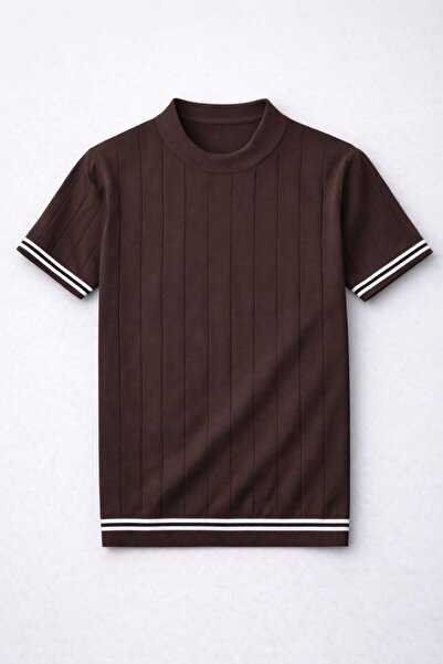 Valiberta Мъжка тениска с лента на яката, на райета, с тясна яка, редовна кро...