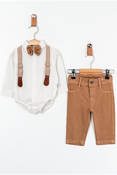 Chicsy Baby Baby Boy Bow Tie Suspender Suit with Navy Blue Trousers Special O...