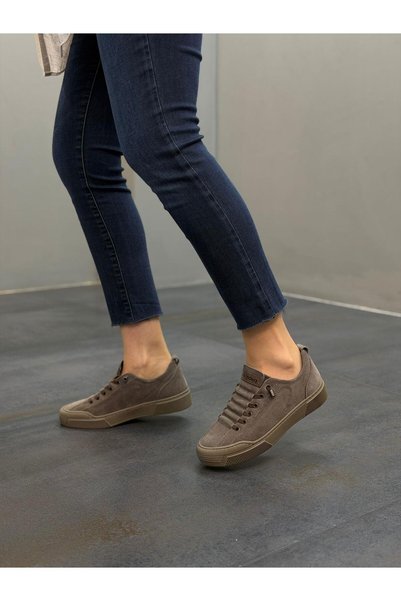DİVA Champ Mink Suede Leather Women's Casual Sports Shoes