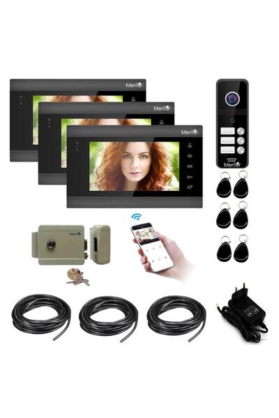 Mentor Smart Video Intercom Kit SYKT006 WiFi, 3x 7" Monitors, 2MP, RFID, PIR, IR