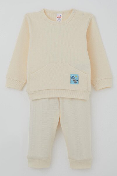 Breeze Baby Boy Pajama Set with Shoulder Patches and Kangaroo Pockets, Cute E...