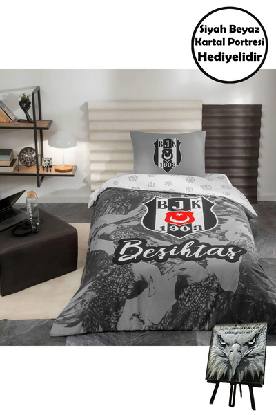 Taç Αδειοδοτημένο σετ μονόβαμβακο παπλωματοθήκης Beşiktaş Kartal με μίνι τρισ...