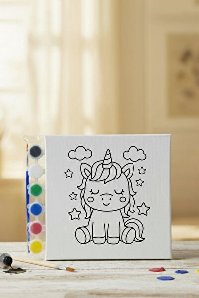 PRİNTOPİA DESİGN Çocuklar İçin Eğitici Aktivite Tuval Boyama Seti 20x20 Cm Tu...